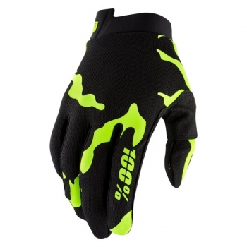 Gloves 100% Itrack, black with neon yellow, size S