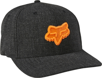 Cepure Fox Transposition Flexfit, melna ar oranžu logo, izmērs S/M
