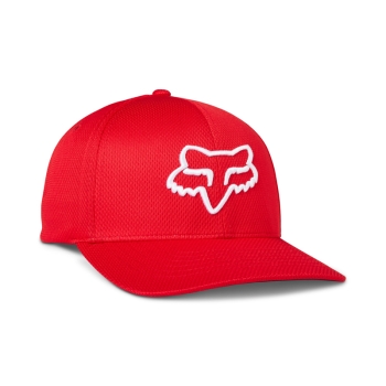 Cepure FOX Lithotype flexfit 2.0, sarkana ar baltu logo, izmērs S/M