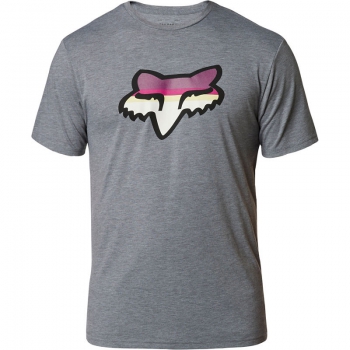 T-krekls FOX Head Strike, pelēks ar logo, izmērs S