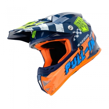 MX youth helmet Pull in Race Master, blue/orange, size YS