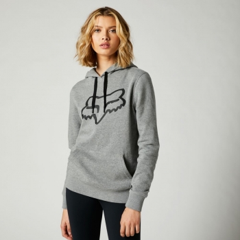 Sieviešu džemperis FOX Boundary ar kapuci, pelēks ar melnu logo, S izmērs
